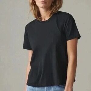 American Giant Womens Black Crew Neck Short Sleeve T Shirt Made in USA Size L